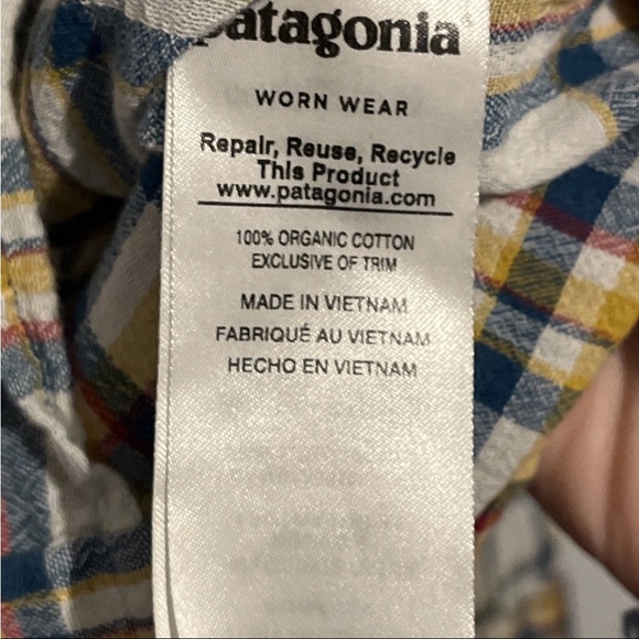 Patagonia Organic Cotton Plaid Button Front Steersman Shirt Anchor Big Blue Sur - Picture 4 of 8